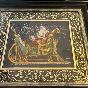 Beautiful Cross-stitch St Nicholas Santa Claus in frame beautiful Christmas